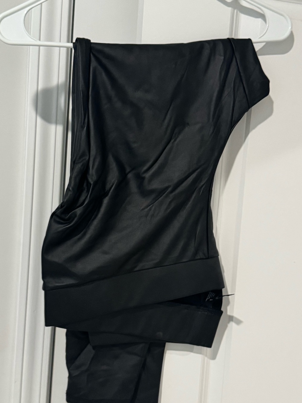 torrid Black Faux-Leather One-Shoulder Jumpsuit